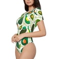 thumbnail image 2 of Daiia Green Avocado print Women's Crew Neck Short Sleeve Bodysuit Fashion Tops Fit Casual Basic Extender Bodysuit-Medium, 2 of 9