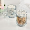 thumbnail image 5 of 2 Pack Qtip Holder Dispenser Elegant Vintage Flower on Grid Clear Plastic Storage Apothecary Jars for Cotton Swabs Balls Pads Floss, 5 of 7