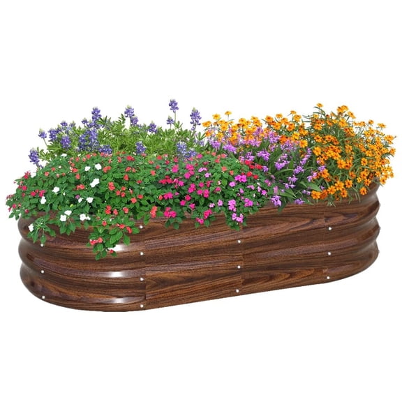 SnugNiture Galvanized Raised Garden Bed Outdoor, 1Pcs 4x2x1ft Metal Planter Box, Brown