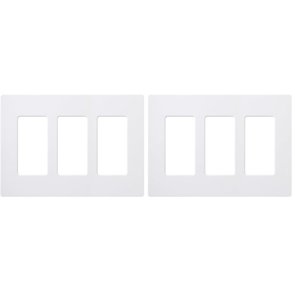 Placa de pared Lutron Claro 3 Gang Rocker, color blanco brillante, paquete de 2