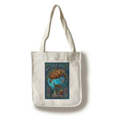 Nouveau Bag (Mexico Beach, Florida - Sea Turtle Art Nouveau - Lantern Press Artwork (100% Cotton Tote Bag -)