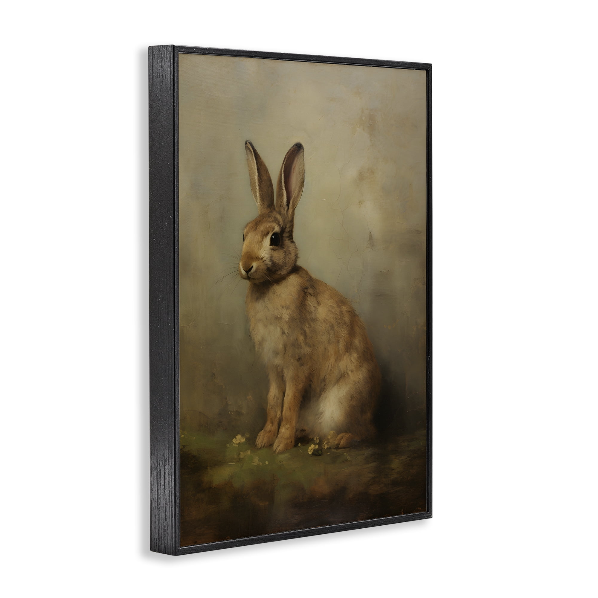 Stupell Industries Brown Bunny Portrait Animals & Insects Painting Black Framed Art Print Wall Art, 12 x 18