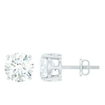 Rosec Jewels 3 CT Moissanite Solitaire Stud Earrings in Claw Set (7 MM Round Cut Moissanite), 10K White Gold