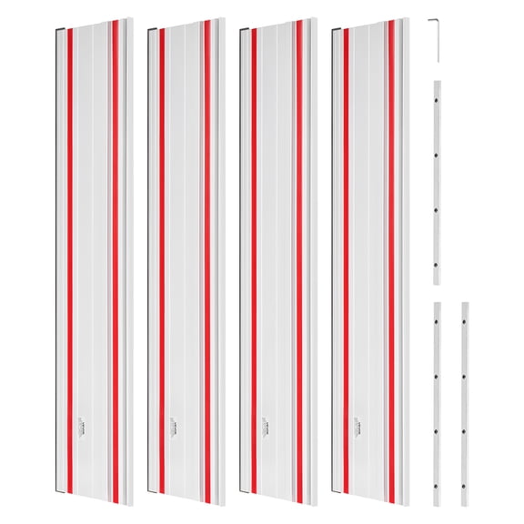 VEVOR Track Saw Guide Rail, 110-Inch Cutting Range, Kit Includes 4 x 27.5 in Aluminum Extruded Guide Rails and 3 Connectors, Compatible with Makita, Festool & WEN Track Saws, for Woodworking Projects
