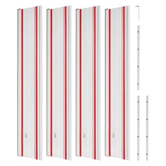 VEVOR Rail de Guidage pour Scie à Rail, Plage de Coupe de 110 Pouces, le Kit Comprend 4 x 27,5 Po Rail de Guidage Extrudé en Aluminium et 3 Connecteurs, Compatible avec les Scies à Rail Makita, Festool et WEN, pour Projets de Menuiserie