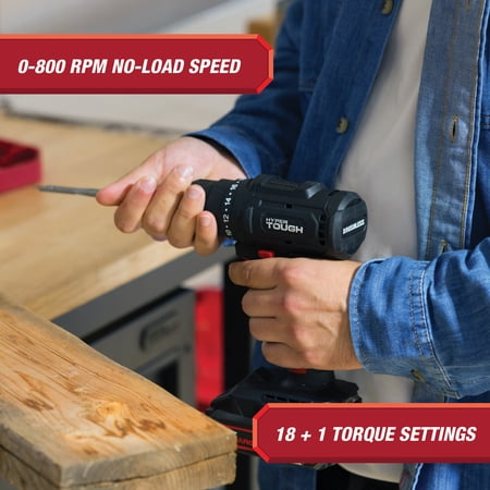 HYPER TOUGH 20V MAX BRUSHLESS CORDLESS DRILL DRIVER WITH 1.5AH LITHIUM-ION BATTERY AND CHARGER