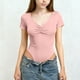 thumbnail image 1 of Camiseta deportiva informal de manga corta con cuello en V de color liso para niños, top de poliéster para niños, 1 of 5