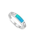 thumbnail image 4 of CHOOSE YOUR COLOR Blue Simulated Opal Filigree Rectangle Ring .925 Sterling Silver Band CZ Female Size 8, 4 of 4