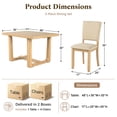 thumbnail image 4 of Leovanni Modern 48" 5-Piece Solid Wood Dining Table Set with 4 Upholstered Chairs, Rectangular Kitchen & Dining Room Set, Natural, 4 of 8