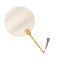 thumbnail image 2 of Yesbay White Round Fan with Tassels DY Wood Handle Chinese Style Dance Performance Photo Props Portable Summer Hand Held Fan Party Supplies Gift, 2 of 8