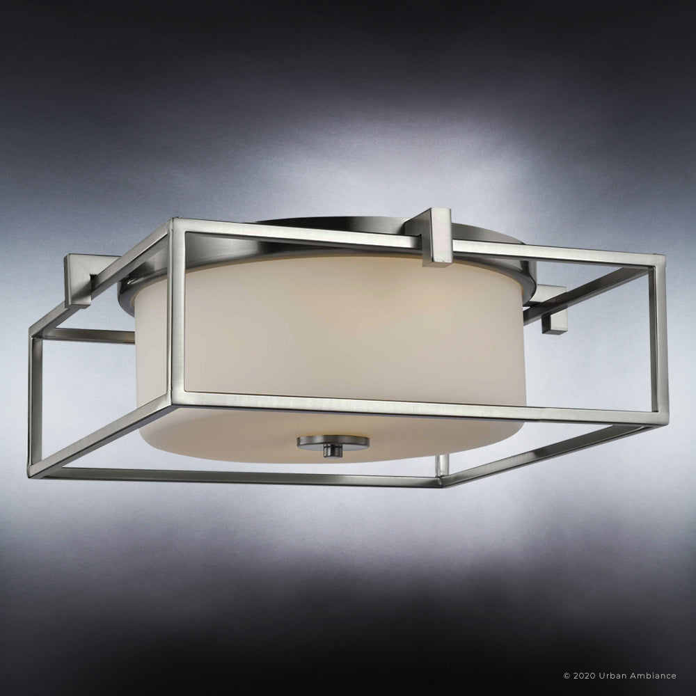 Luxury Minimalist Indoor Ceiling Light, 5.5''H x 15.375''W, with Modern Style Elements, Urban Loft Design, Brushed Nickel Finish and Etched Opal, UHP3150
