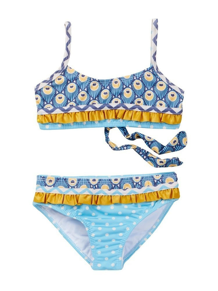 Azul Swimwear - Azul Little Girls Blue Shell Touch Of Gold 2 Pc Bandeau ...