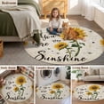 thumbnail image 5 of Vintage Sunflowers Round Area Rug 5Ft Washable Circle Rugs for Living Room Bedroom, Spring Summer Retro Bees Yellow Floral Non-Slip Carpet Floor Mats Indoor Outdoor Carpet Runner Aesthetic Home Decor, 5 of 8