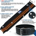 thumbnail image 4 of RDX Weight Lifting Powerlifting Belt, 6mm Thick Cowhide Leather, 4 Inch Back Lumbar Support, 12 Adjustable Holes, Bodybuilding Strength Training Core Exercise Fitness Workout Squats, Deadlifts, Blue, 4 of 8