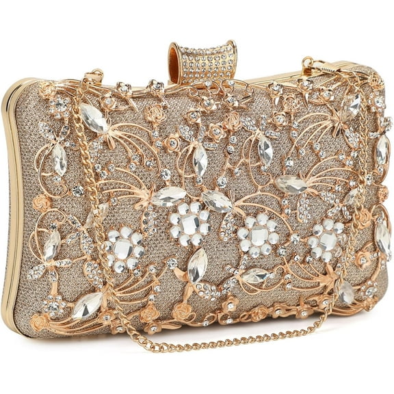 Womens Crystal Evening Clutch Bag Rhinestone Wedding Handbag Purse for Bridal Prom Cocktail Party