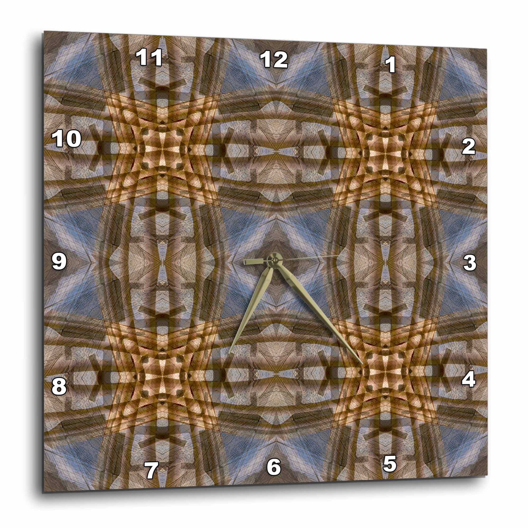 3drose, Wood and Metal Kaleidoscope Abstract., 10x10 Wall Clock