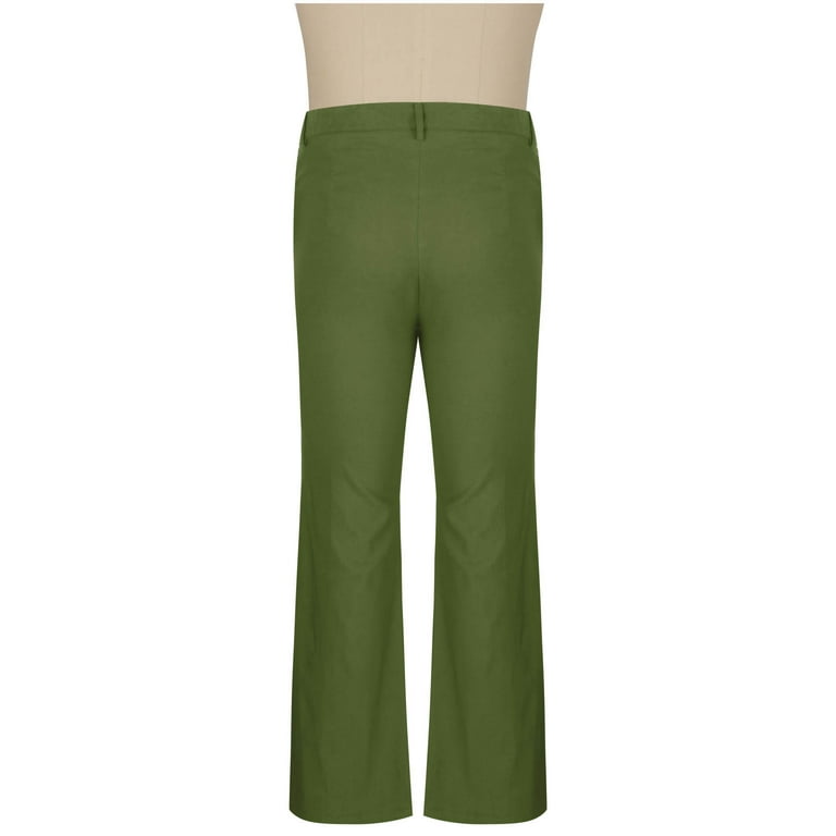 Wyobmus Men's Bell Bottom Pants Casual Solid Zipper Wrinkle Free