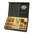 thumbnail image 2 of 24 PCS Cutlery Set Shiny Gold with Hexagon Handle Forged Stainless Steel For Home Hotel Use Service for 6, 2 of 6
