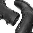 thumbnail image 3 of BURUDANI Women's Ankle Bootie Winter Lace up Mid Calf Military Combat Boots, 3 of 6