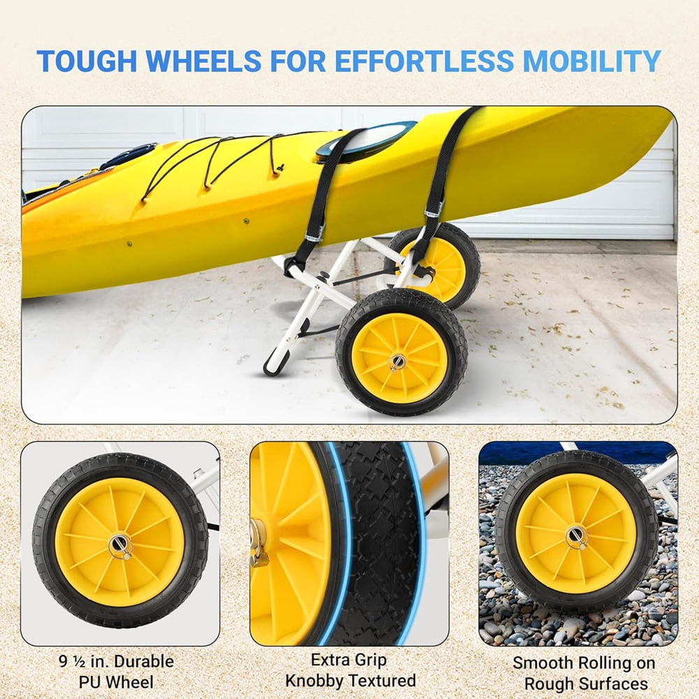 Kayak Cart U-Shape Aluminum 200lbs Capacity Kayak Dolly