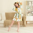 thumbnail image 3 of FORMRS Niños Bathrobe Unisex Hooded Robe Soft Plush Pajamas Sleepwear, Size 10-12T, Orange Watercolor Bees, 3 of 7