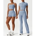 thumbnail image 2 of PISONIC 2 Pieces Workout Sets for Women Cute Doubel Layer Spaghetti Straps Sports Bras Gym Shorts Outfits, 2 of 9