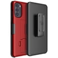 thumbnail image 2 of Case with Clip for Moto G 5G (2022), Nakedcellphone Slim Hard Shell Phone Cover with Kickstand and [Rotating/Ratchet] Belt Hip Holster Combo for Motorola XT2213 Series - Red, 2 of 10