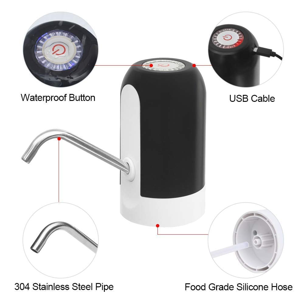 5 Gallon Water Dispenser - Water Bottle Pump with Reusable Caps for Screw Top or Crown Tops, USB Charging Water Jug Dispenser for Universal 2-5 Gallon Bottle Little Squirrel