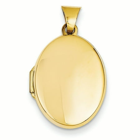 14K Yellow Gold Polished Engravable Oval Locket Charm Pendant