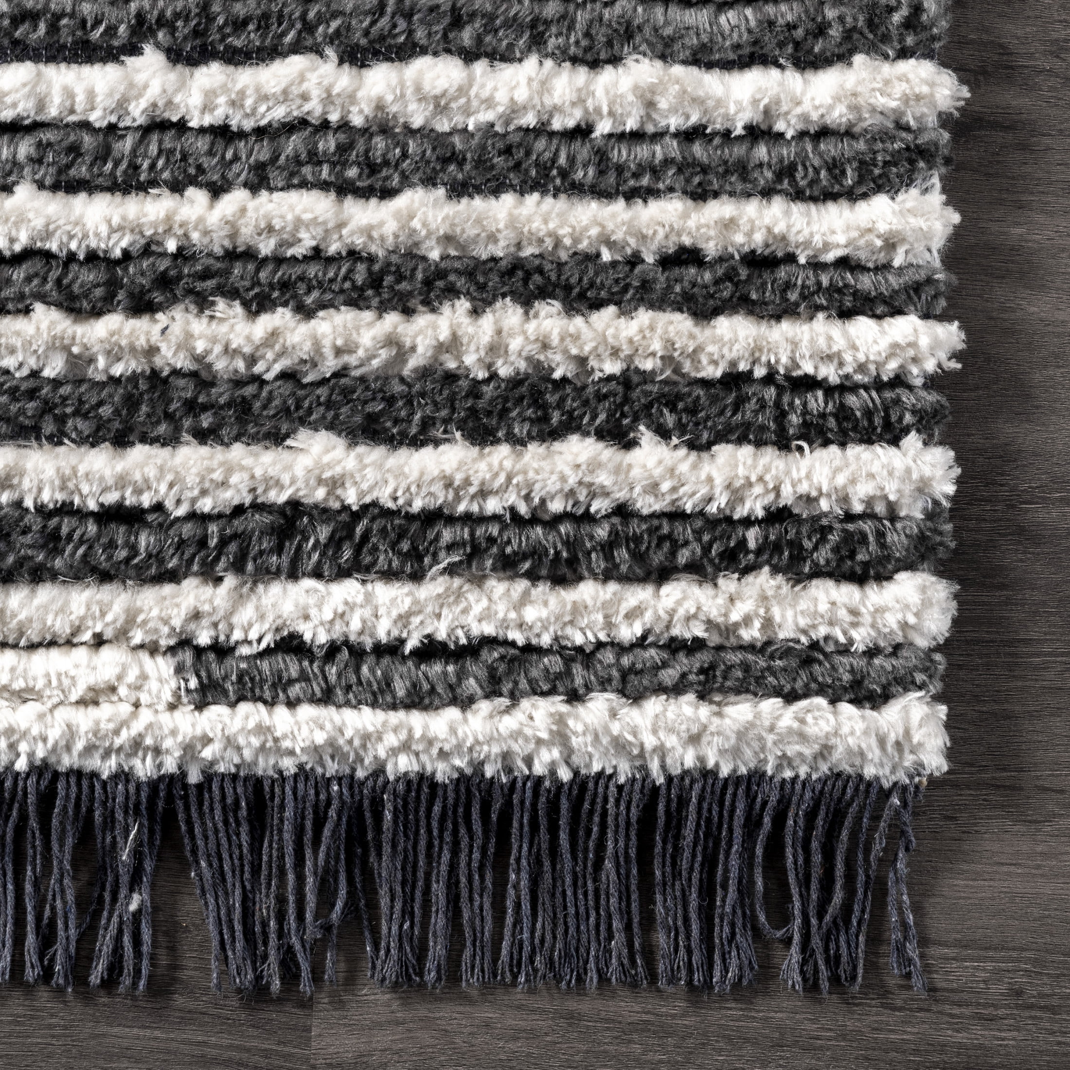 nuLOOM Morgan Contemporary Shag Fringe Area Rug, 8' 10" x 12', Morgan Beige