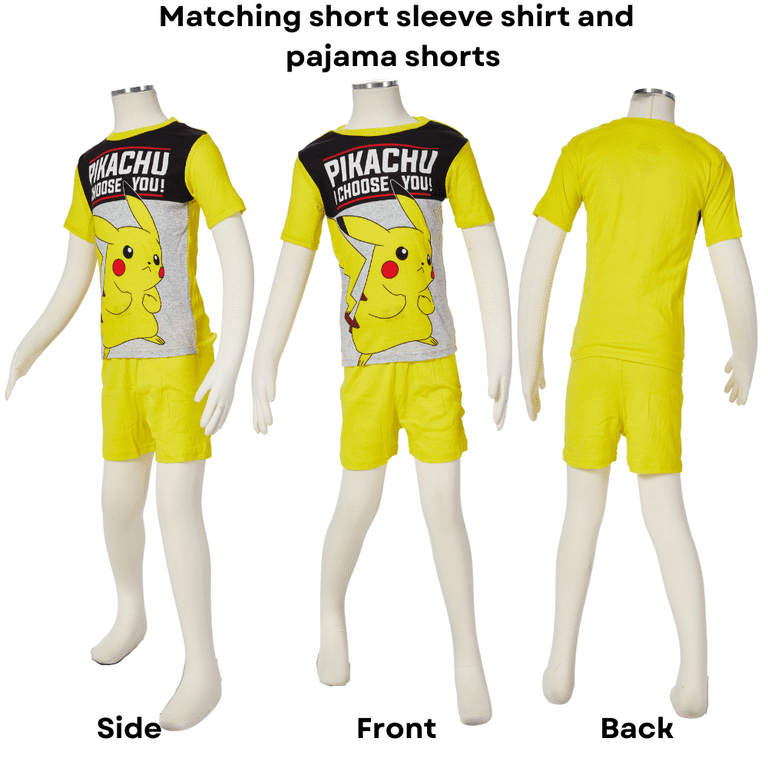 Pokemon Pajama Set, Pikachu Sleepwear, Cotton Kids 4-Piece PJs