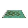 thumbnail image 2 of Ahgly Company Machine Washable Indoor Square Oriental Turquoise Blue Industrial Area Rugs, 8' Square, 2 of 4