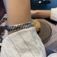 thumbnail image 2 of Pulsera de plata, brazalete de moda, pulsera de plata esterlina, brazalete de plata esterlina 925 con patrón de relieve envejecido vintage, brazalete ancho, 2 of 5