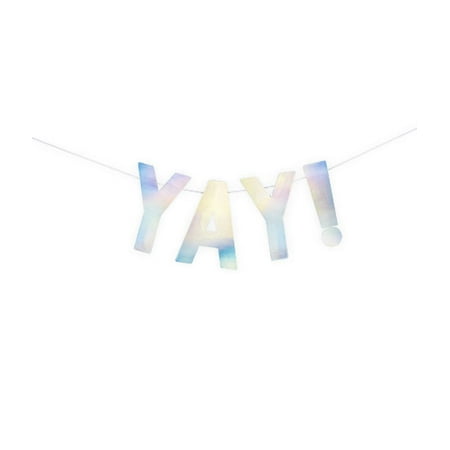 (3 pack) Cakewalk Yay Iridescent Banner Garland, Multicolor, 8ft, 3ct - Mermaid Unicorn Birthday Party Decoration