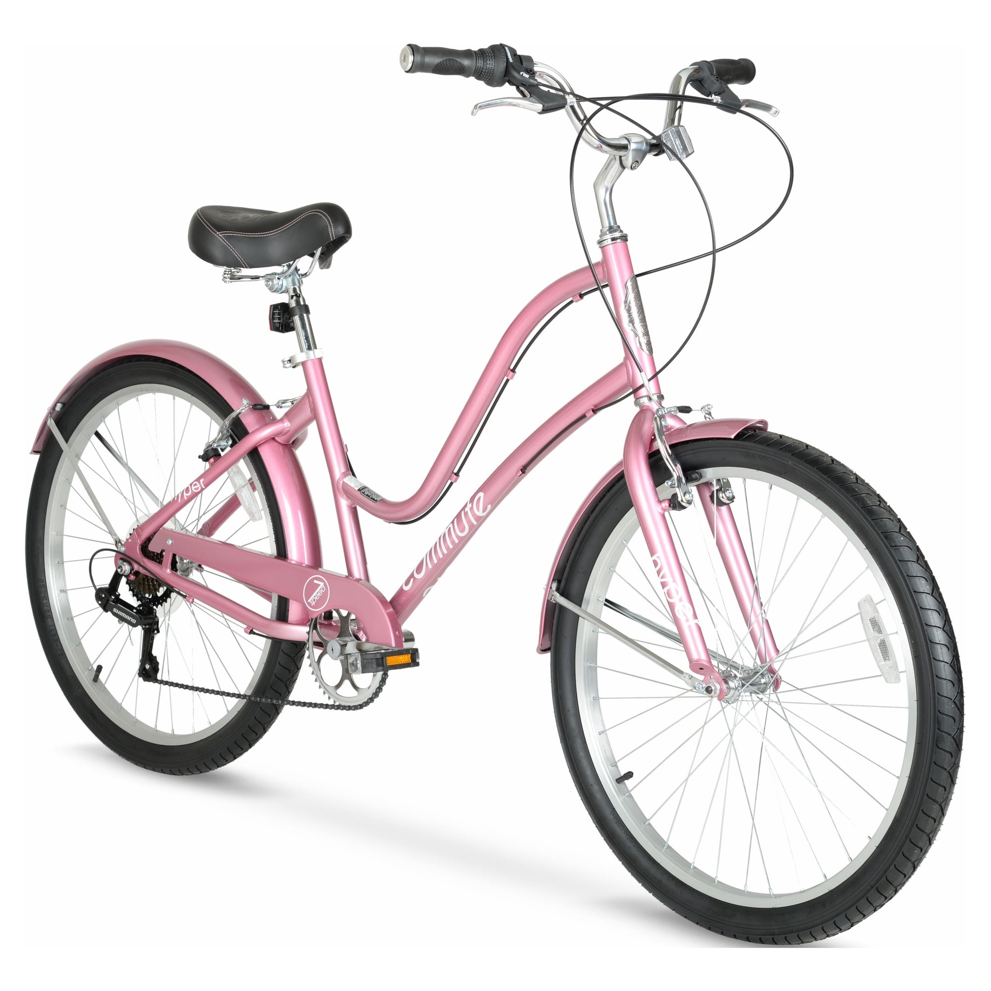 Hyper Bicycles 26" Women's Commute Comfort Bike, Adult Ages 13+, Rose Gold