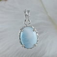 thumbnail image 3 of Unique Hawaiian Genuine Larimar Oval Cut Necklace, Sterling Silver Natural Larimar Pendant, N8703 Birthday Mom Gift, Statement PC, 3 of 3