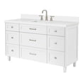 thumbnail image 6 of ARIEL Monroe 61 Inch Single Rectangle Sink Bathroom Vanity With Pure White Quartz Countertop 1.5 Inch Edge In White, 6 of 7