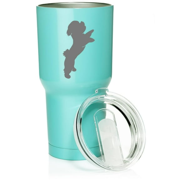 Smooth Body Tumbler Stainless Steel Vacuum Insulated Travel Mug Cup Gift Bichon Frise (30 oz, Teal)