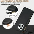 thumbnail image 6 of Decase for iPhone 13 Wallet Phone Case with Crossbody Lanyard Strap & Wrist Strip,Shockproof Stylish Zipper Pockets Case with Card Slots+Cash Slots,PU Leather Flip Folio Book Design,Black, 6 of 12