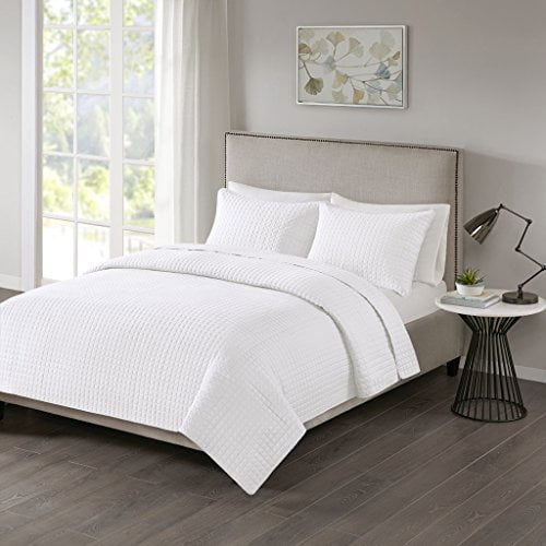 510 Design Otto 3 Piece Soft Reversible Quilt Set Coverlet Bedding Full/Queen Size White