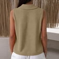 thumbnail image 4 of Dwellite Womens Sleeveless Golf Waffle Polo Shirts Collared Tank Tops V-Neck Workout Athletic Tennis Tops Khaki 3XL, 4 of 4
