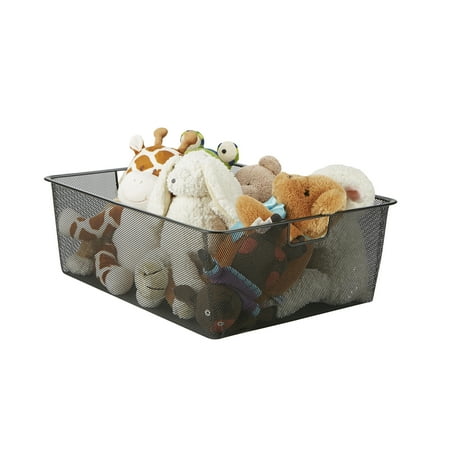Baskets For Bathroom Storage Mind Reader Wide Storage Basket with Handles, Storage Bin, Organizer Bin, Bathroom, Bedroom, Office, Black ()