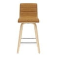 thumbnail image 4 of Vienna 35.5 in. H Swivel Counter Height Camel Square Back Wood Bar Stool with Faux Leather Seat Set of 2, 4 of 6