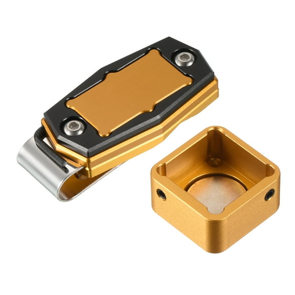 Uxcell Billiard Magnetic Chalk Holder Pool Snooker Cue Chalk Tip Case with Belt Clip, Gold Tone