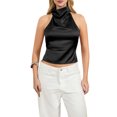 thumbnail image 4 of Women Y2k Satin Halter Tops Open Back Crop Tank Tops Y2K Sleeveless Shirts Summer Going Out Tops, 4 of 5
