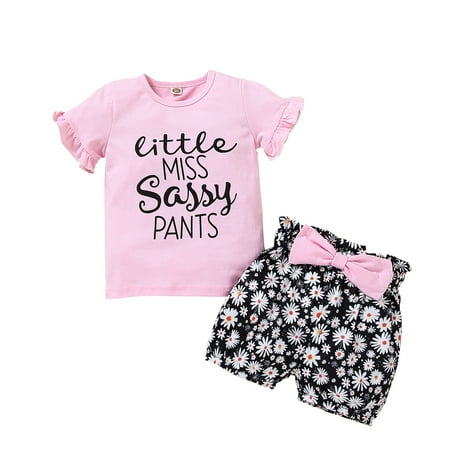 

Youmylove Baby Girl Clothes Outfits Cotton Letter Print Ruffle Tops Casual 2Pcss Set Spring Clothing Set