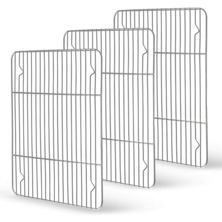 

BE Baking Rack Stainless Steel Cooling Roasting Rack for Baking Sheet Oven Pan Healthy & Non Toxic Sturdy & Rust Free Oven & Dishwasher Safe - Set of 3 (11.7”×9”) Silver 15.2 ×11.1 Silver