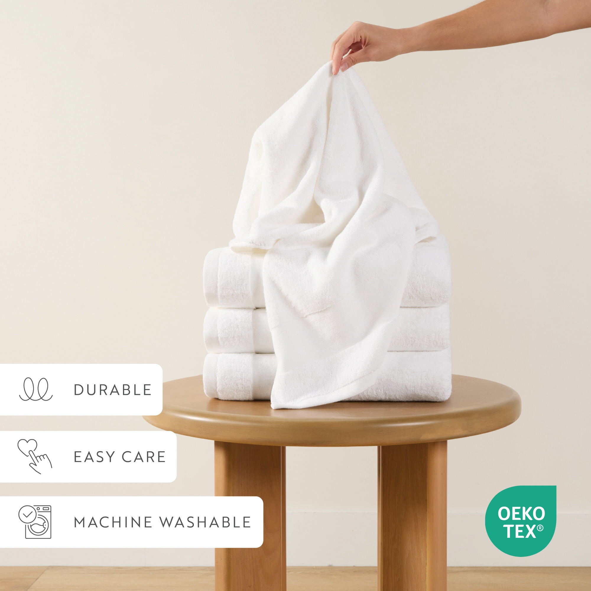 Luxury Hotel 4-Piece Bath Towel Set in White - Soft and Absorbent for Quick Drying by Comfort Canopy
