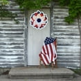 thumbnail image 6 of Holloyiver Patriotic Independence Day Wreath for Front Door, 13 Inch July 4th American Flag Burlap Farmhouse Wreath, Veterans Day Memorial Day Handcrafted Wreaths for Door Wall Window Decor, 6 of 7