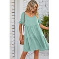 thumbnail image 2 of Womens Summer Dresses 2024 Swing V Neck Short Sleeve Midi Dress with Packet Fashion Casual Fit Elegant Vacation Sundress (Light Green,XX-Large), 2 of 5